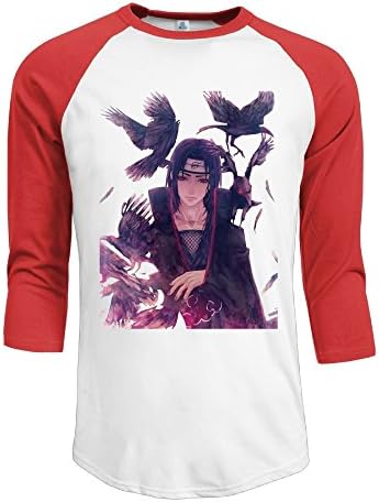 Naruto Uchiha Itachi Akatsuki Men Three-Quarter Sleeve Tshirt Baseball Red