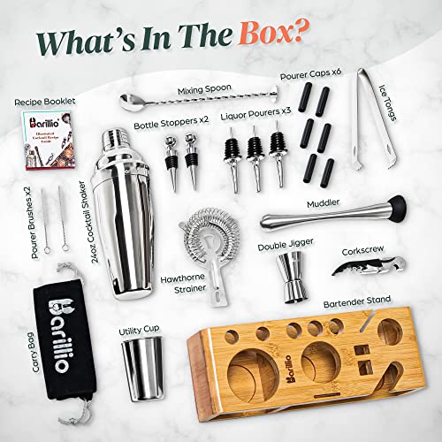 Elite Mixology Bartender Kit Cocktail Shaker Set by barillio Drink