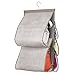 mDesign Soft Fabric Hanging Closet Rod Storage Organizer for Storing and Organizing Purses, Backpacks, Satchels, Crossovers, Handbags - 5 Open Pockets - Textured Print - 2 Pack - Linen/Tan