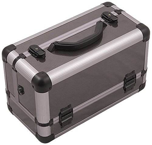Hiker HK3101ASBY HK3101 3-Tier Professional Aluminum Case with Extendable Trays and Brush Holder, 15-Inch, Smooth Pattern, Gun Metal