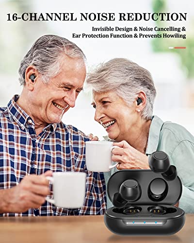 Hearing aid, Rechargeable Hearing Aids for Seniors & Adults, HealthTree Digital Hearing Personal Amplifiers Sound Amplification with Portable Charging Case Black