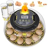 IBKINXX Incubator for Hatching Eggs-18 Egg Capacity, Newly Upgraded Automatic Egg Turner, Temperature &amp; Humidity Control, 360&deg; Viewing for Chicken, Duck and Quail Eggs (Black)