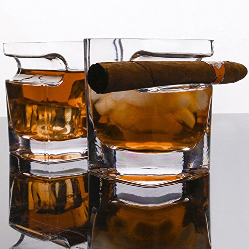 4 Packs Old Fashion Whiskey Glass With Cigar Holder Leadfree Wine