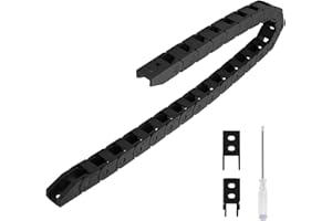 LMioEtool R18 10mm x 10mm(Inner H x Inner W) Black Plastic Cable Wire Carrier Drag Chain 1M Length for CNC, with End Connectors - Bridge Type (Non-openable)