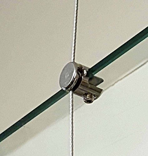 Suspended Cable Display Glass Shelves System Ceiling To Floor