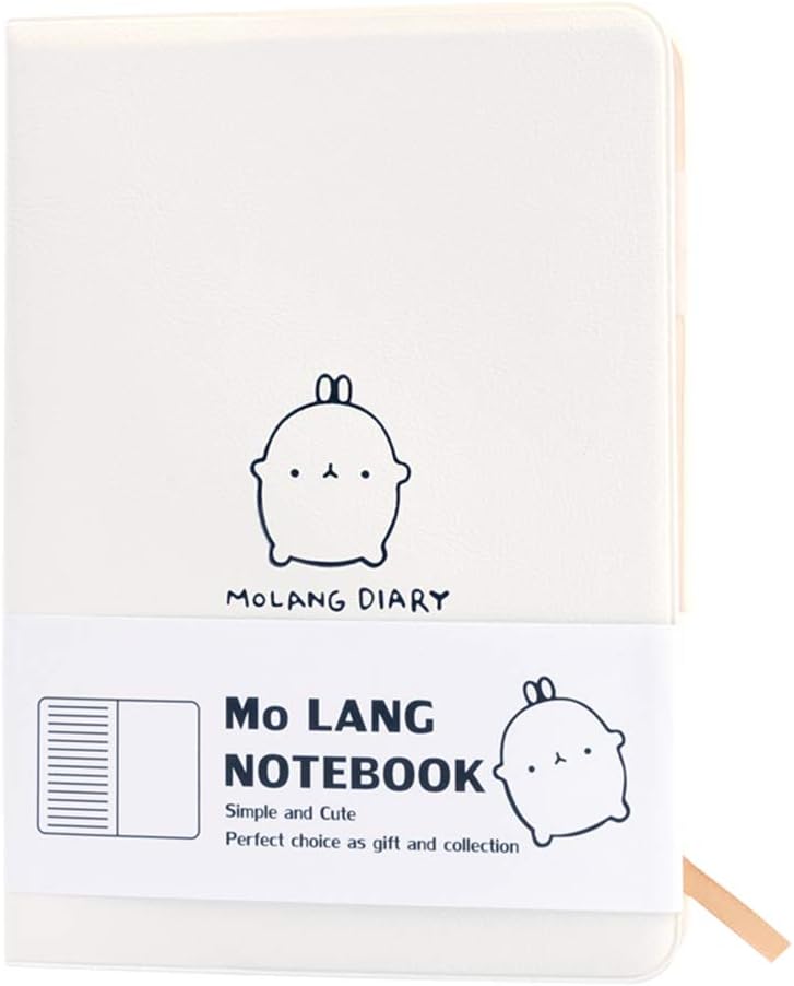 Haiker White Molang Rabbit Pocket Journal Notebook Molang Travel Journal with Lined Paper & Pen Holder for Travelers Students & School Supplies