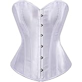 HNGHOU Women's Bustier Corset Top Plus Size Satin Waist Cincher Overbust Bustiers