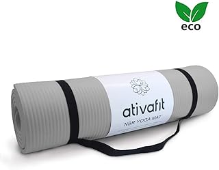 ATIVAFIT Phthalatfreie Yogamatte - rutschfest und gelenkschonend Sportmatte für Yoga Pilates Sport Fitnessmatte Gymnastikmatte mit Tragegurt Pilatesmatte 183 * 61 * 1 cm Trainingsmatte