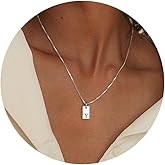 SELSHE Silver Letter Necklace, Dainty Silver Necklace Simple Sterling Silver Pendant Necklace Personalized Name Initial Necklace Cute Initial Necklaces for Women Trendy Silver Jewelry