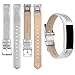 iGK Leather Replacemnt Bands Compatible for Fitbit Alta and Fitbit Alta HR, Genuine Leather Wristbands with Stainless Steel Buckle Silver