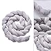 Hbitsae Baby Crib Bumper Knotted Braided Plush 78.7 inch 2m Baby Crib Bumper Knotted Nursery Gift Pillow for Newborns Bed Sleep Bumper (Gray)