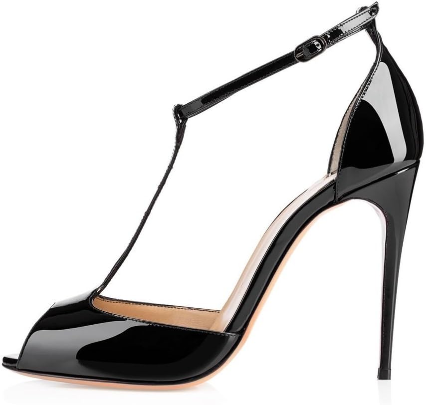 Sammitop Women's Peep Toe Ankle Strap High Heels Sandals T-Strap Dress Shoes