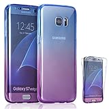 Samsung Galaxy S7 Edge Case, AMASELL [Full-Body 360 Coverage protective] Scratch-Resistant Crystal Soft TPU Silicone Rubber Cover, Blue Purple