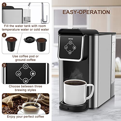 SiFENE Coffee Maker, 3 in 1 Single Serve Coffee Machine, Pod Coffee