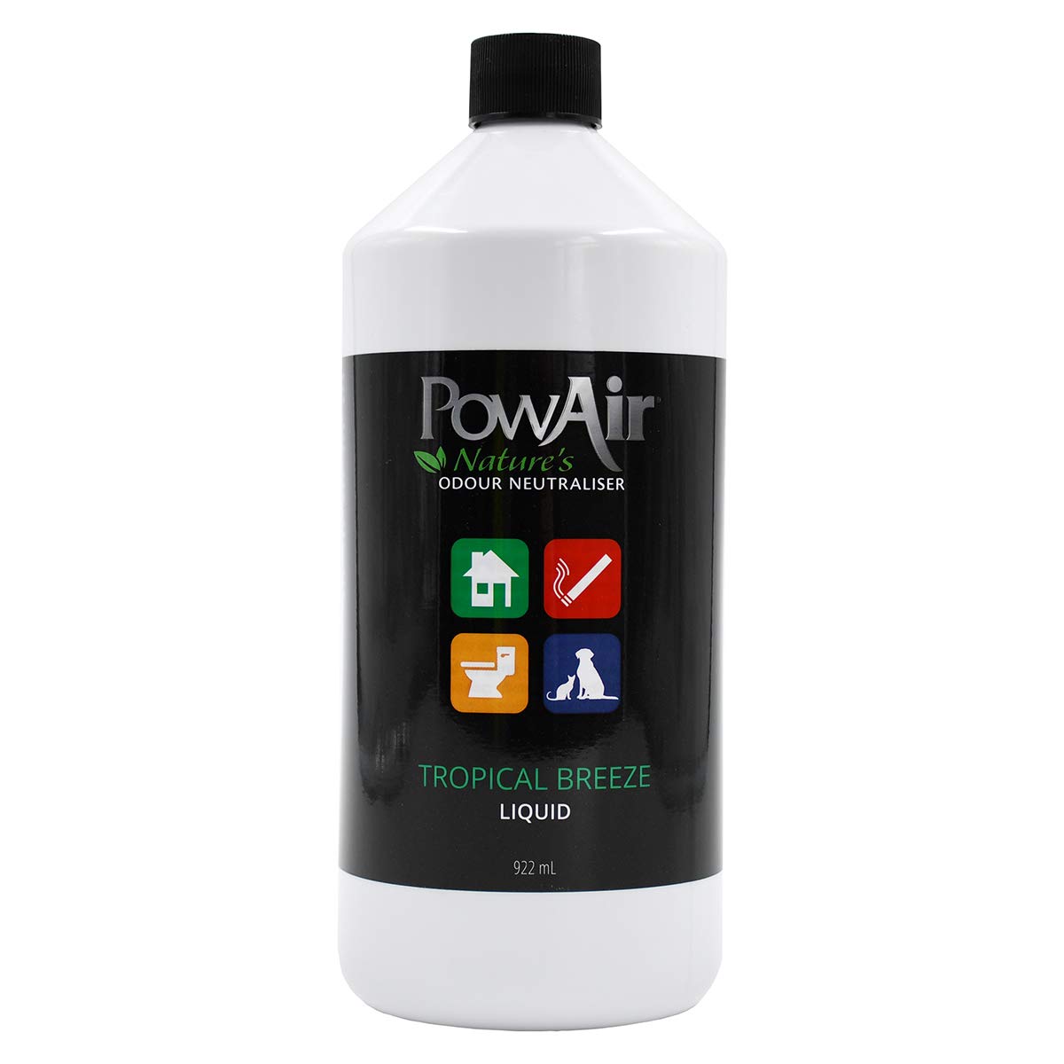PowAir Liquid Natural Odour Neutraliser - Tropical Breeze Fragrance - Versatile Odour Control for Home, Car, Pets - Ideal for Cleaning Solutions, Sprayers, Diffusers (922ml)