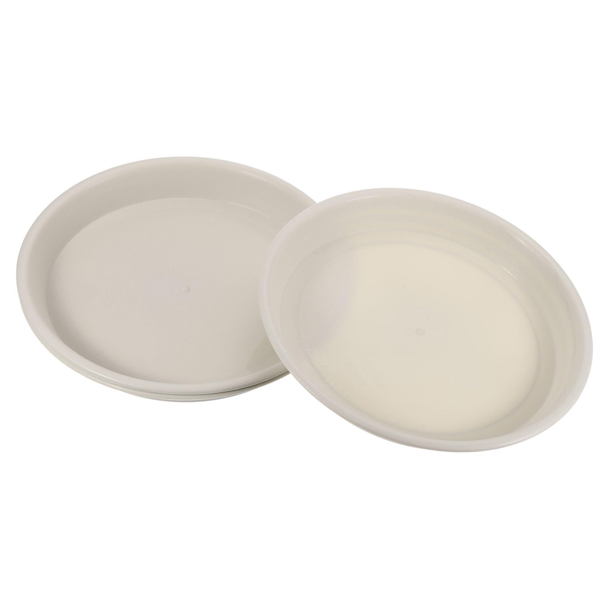 M METERXITY 3 Pack Planter Saucers - Plastic Plant Tray Flowerpot Drip Trays Round Apply to Outdoor/Garden (14 Inch/ 35.8cm, Beige)