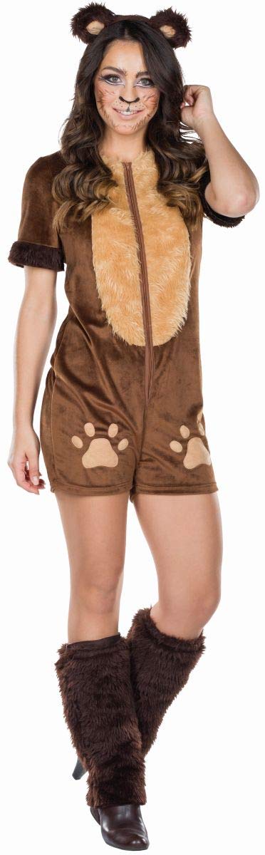 Rubie's 13486-38 Women's Costume Brown Bear Bear Brown Jumpsuit Carnival (38), Multi-Coloured