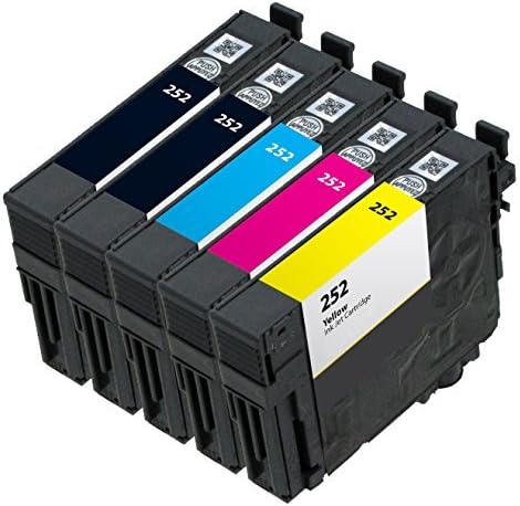 OCProducts Remanufactured Ink Cartridge Replacement for Epson 252 for Workforce WF-3620 WF-3640 WF-7610 WF-7620 WF-7110 Printers (2 Black 1 Cyan 1 Magenta 1 Yellow)