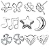 12 Pieces Small Cute Simple Post Stud Earrings Set for Girls Kids Silver Tone Mix and Match