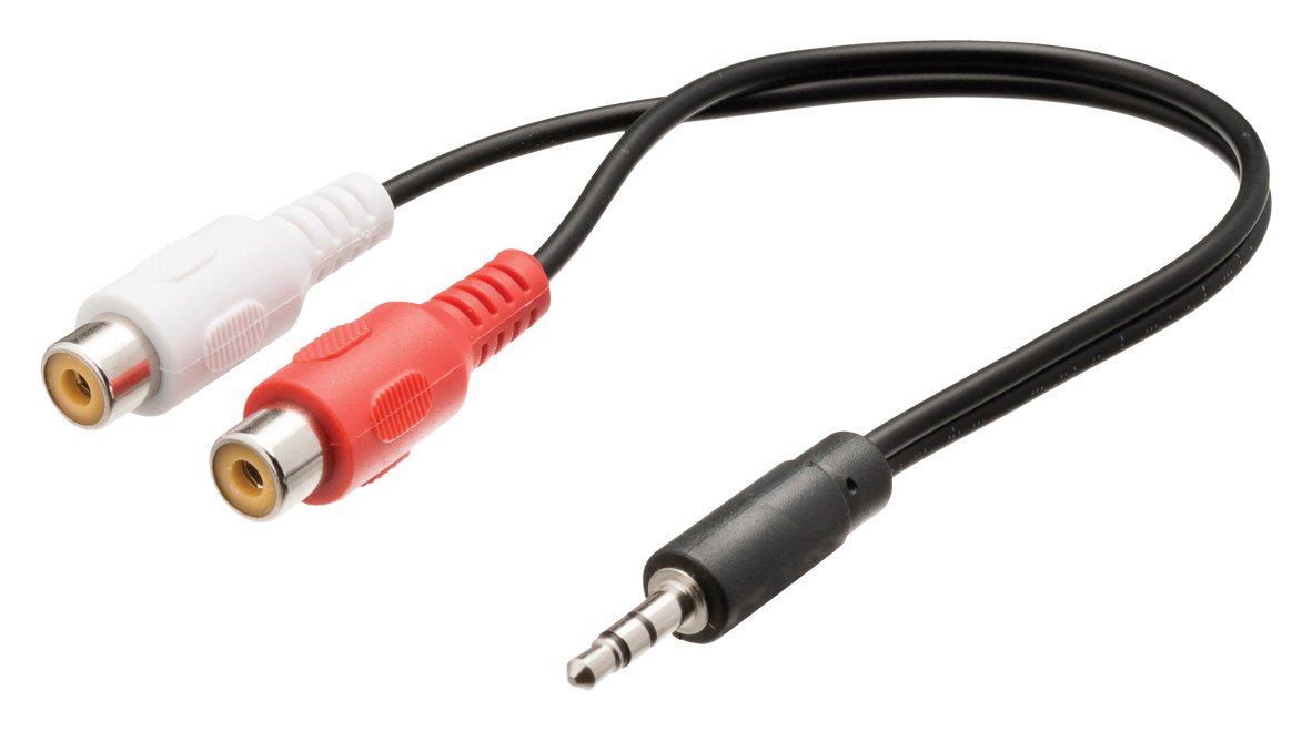 Valueline 0.2m 3.5mm Male to 2x RCA Female Jack Stereo Audio Adapter Cable - Black