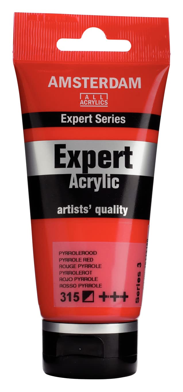 Amsterdam Expert Series Acrylic Paint Tube 75 ml - Pyrrole Red 315 - Semi-Opaque, Excellent Lightfastness - Durable, Flexible Film with Satin Finish