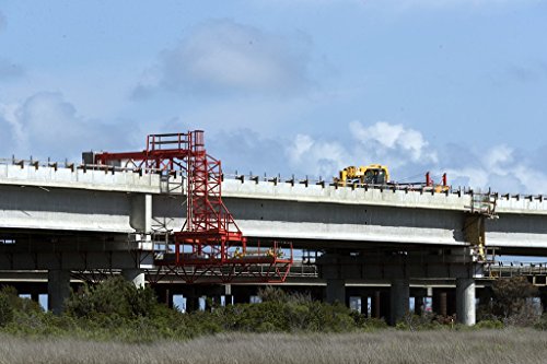 Photograph| Bridge building equipment completing a second span over the Oregon Inlet between Bodie Island and Pea Island in North Carolina's Outer Banks 2 Fine Art Photo Reproduction 24in x 16in
