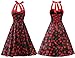 Dresstells Vintage 1950s Rockabilly Polka Dots Audrey Dress Retro Cocktail Dress Cherry Black 2XL