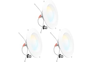 DEGNJU 6 inch LED Retrofit Recessed Lighting, LED Ceiling Light 5 Color Temerature Selectable, Recessed Lights Dimmable 1100LM, LED Can Lights 12.5W=75W, Baffle Trim, Downlight for Ceiling, 3 Pack