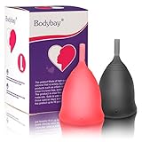 Bodybay Menstrual Cups - Set of 2 Cups with FDA Registered - Comfortable and Soft Feminine Alternative Protection to Tampons and Cloth Sanitary Napkins - Leak Free Guaranteed - Red and Black (small)