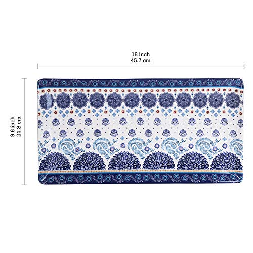 Bico Blue Talavera Ceramic 18 inch Rectangular Serving Platter