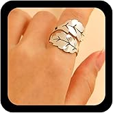 Iaceble Boho Vintage Leaf Adjustable Open Ring Gold Leaf Adjustable Ring Metal Hollow Leafs Rings Punk Hollow Leafs Finger Rings Jewelry for Women