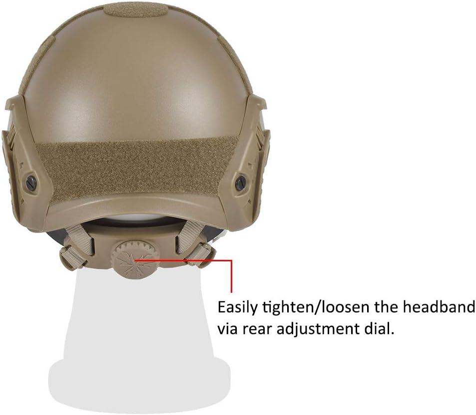 EMERSONGEAR Tactical Adjustable Fast Helmet, MH Style Helmet with Side Rails and NVG Mount, Fast MICH Ballistic Helmet for Airsoft Paintball Hunting Shooting Outdoor Sports (Coyote Brown) : Sports & Outdoors