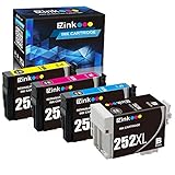 E-Z Ink (TM) Remanufactured Ink Cartridge Replacement for Epson 252XL 252 XL T252 T252XL120 to use with Workforce WF-3640 WF-3620 WF-7110 WF-7710 WF-7720 (1 Black, 1 Cyan, 1 Magenta, 1 Yellow) 4 Pack