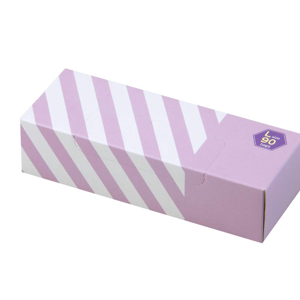 驚異の防臭袋 BOS (ボス) ストライプパッケージ/ラベンダーLサイズ90枚入 大人用 おむつ ・ ペットシーツ ・ 生ゴミ などの処理に商品画像