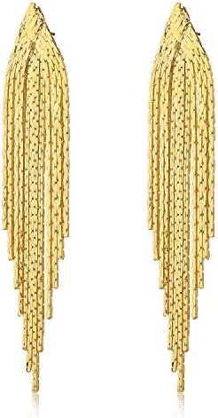 Golden Ribbon Charming Bohemian Style Fringe Tassel Drop Women Earrings