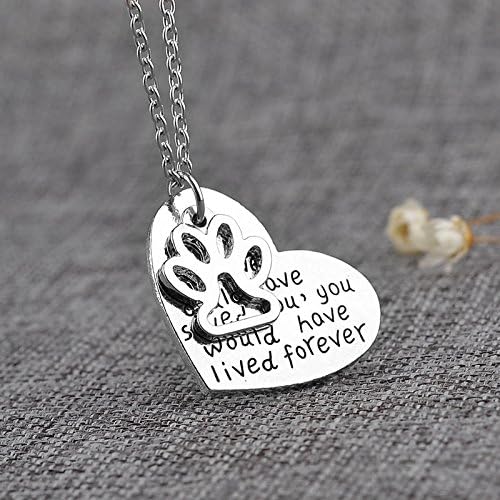 New Dog Love Heart Silver Plated Chain Pendant Necklace Jewelry Gift