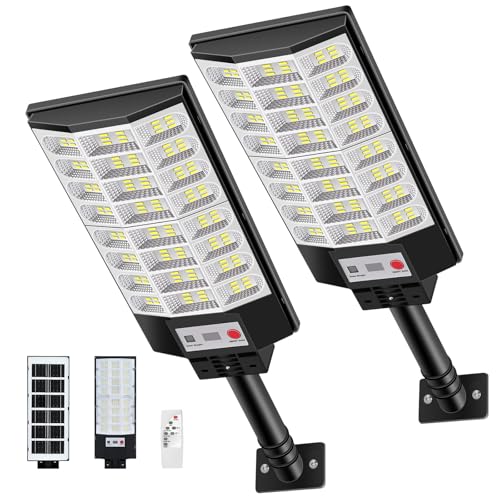 FASENZA Lámpara Solar Exterior: 5000 Lumens 6500K, 144 LED, Batería 5000mAh, IP65, 160° Ángulo, Instalación Sin Cables, Carga 6h/Iluminación 12h, Garantía 2 Años para Jardín Patio Garaje, 2 Paquetes