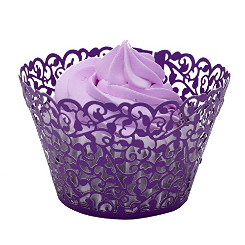 Betop house vine lace 50-piece cupcake wrappers, purple