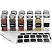 Set of 12 Square Glass Spice Jars with Shaker Tops, Chalkboard Labels & Pen, and Airtight Silver Metal Lids, Reusable Spice Containers w/4 Ounce Capacity for Organic Spices and Seasoning