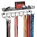 mDesign Closet Wall Mount Men's Accessory Storage Organizer Rack - Holds Belts, Neck Ties, Watches, Change, Sunglasses, Wallets - 8 Hooks and Basket - 2 Pack - Bronze