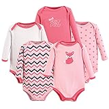 Luvable Friends 5 Pack Long Sleeve Bodysuit, Foxy, 9-12 Months