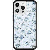 Wildflower Cases - Compatible with iPhone 15 Pro Max | Protective Black Bumper, 6.5ft Drop Test Certified, Women Owned Small Business | Blue, Floral, White, Coquette | Forget Me Not Floral