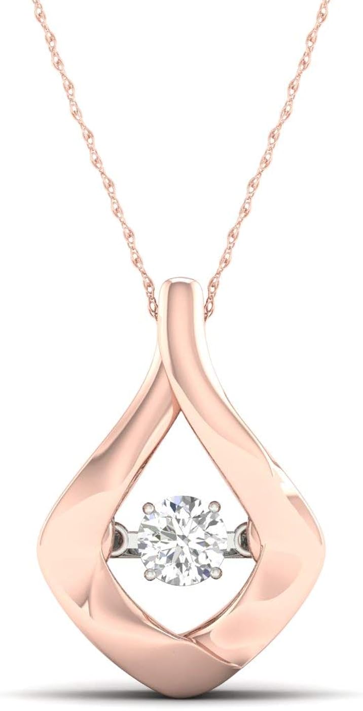 10K Rose Gold Forever Diamond Pendant Necklace 18inch (0.5