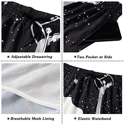 RAISEVERN Hombres 3D Copa Blanco Negro Impreso Holiday Beach Pantalones Cortos Troncos de natación de Secado rápido S-XXL