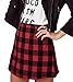 Persun Women's Red Contrast Check Print A-line Mini Skirt