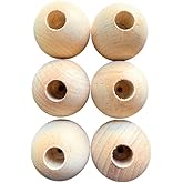 Wood Dowel Caps, 1-1/2 inch Diameter, 1/2 inch Hole, Unfinished, for 1/2 inch Dowel Rods (6)