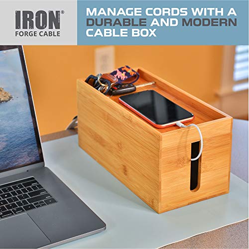 Bamboo Cable Management Box, Large Cord Organizer and Hider for Wires