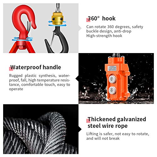 ANBULL Electric Hoist Winch 1100LBS,Portable Hoist 110Volt Electric Winch with Wireless Remote Control,Wire Lenght 7.6M,3 in 1 Hoist with Emergency Stop Switch - Image 3