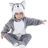 MERRYJULY Baby Grey Dog Halloween Costumes For Kids Infant Toddler Boys Girls Animal Puppy Onesie Pajamas Costume Outfit