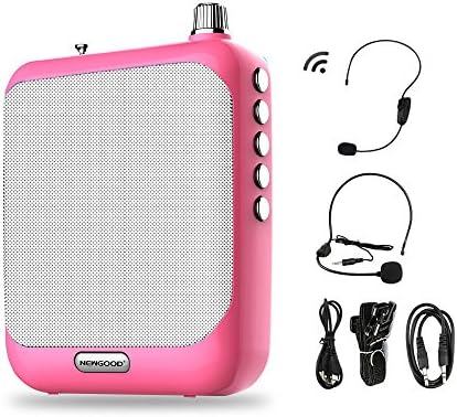 NEWGOOD Porbale Voice Amplifier with FM Wireless Microphone Loud Sound (More Than 500sqm), for Teachers/Speakers/Coaches/Seniors and Tour Guides (pink)
